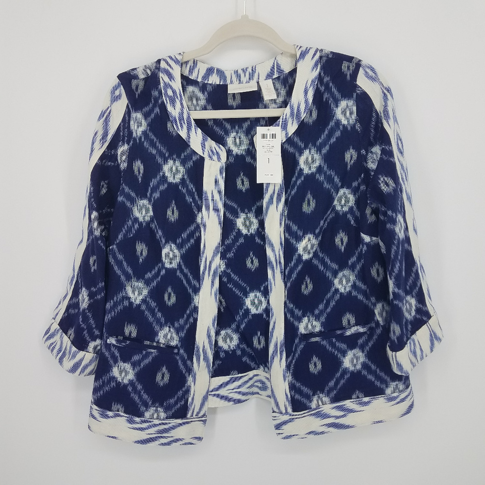 Chicos Ikat Aztec Open Blazer Jacket